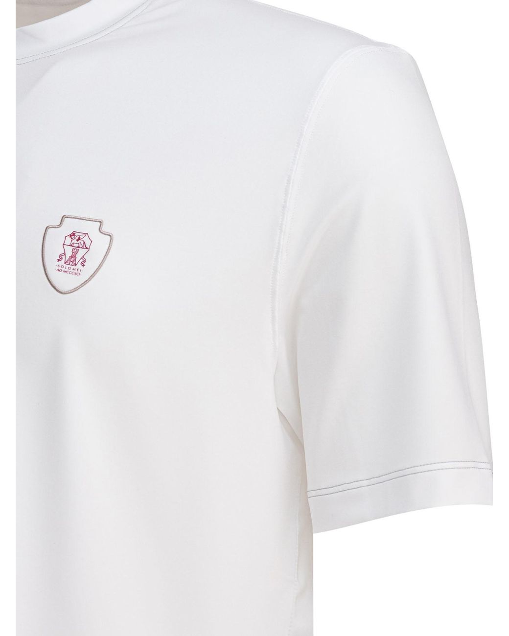 Brunello Cucinelli White Layered-Details Crewneck T-Shirt for men