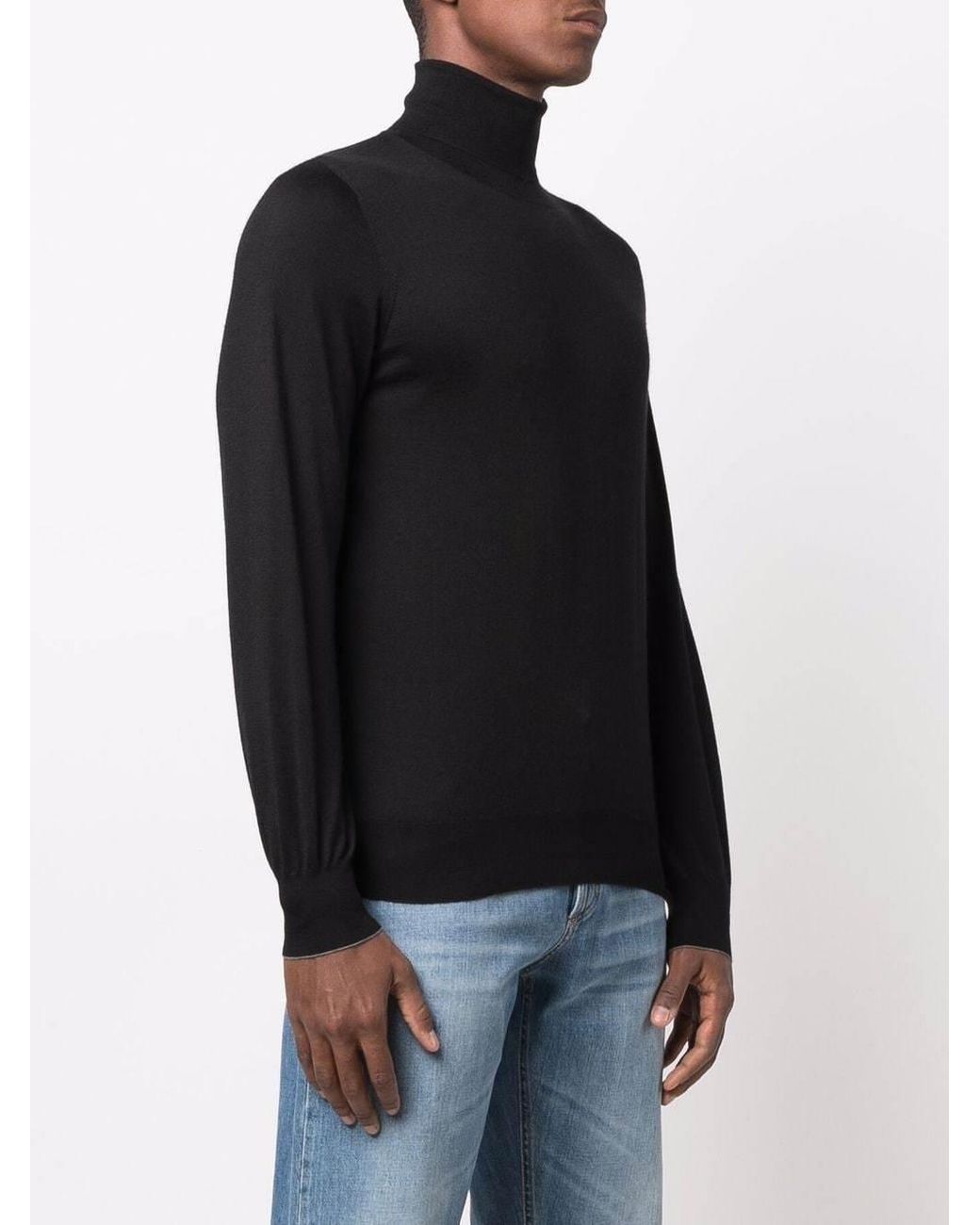 Brunello Cucinelli Black Turtleneck Knitted Jumper for men
