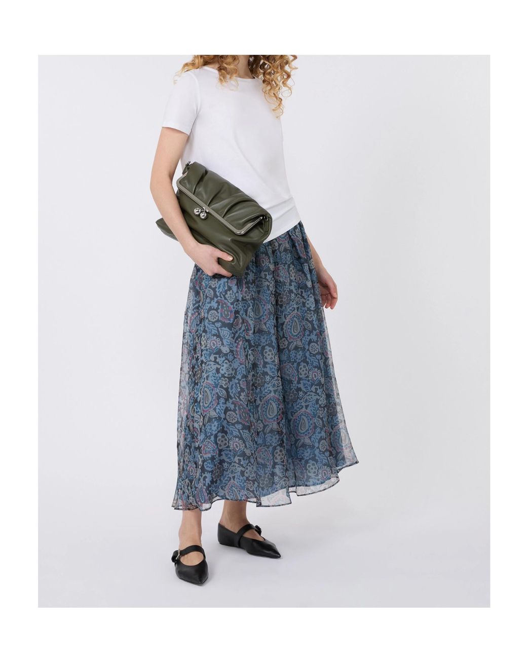 Weekend by Maxmara Blue Paisley-Print Skirt