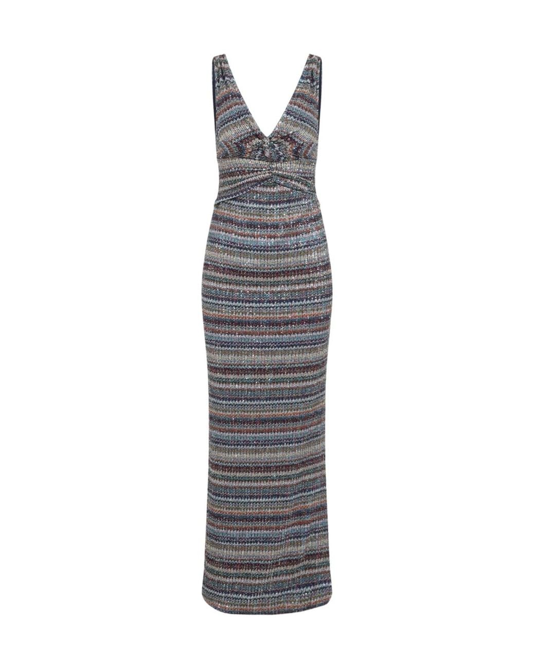 Missoni Gray Sequin-Embellished Striped Dress