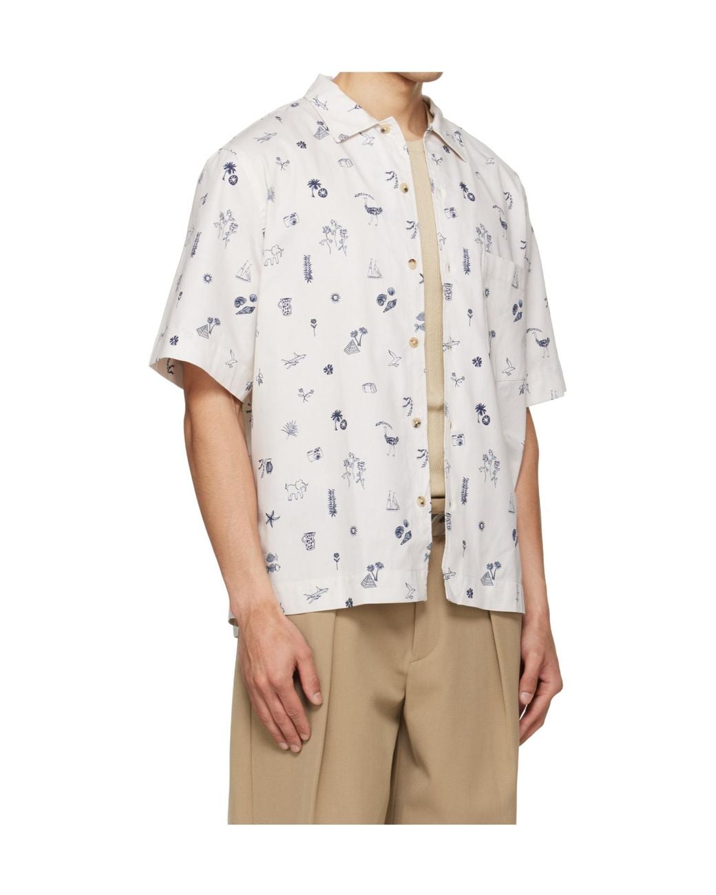 Paul Smith White Printed Short-Sleeved Shirt for men