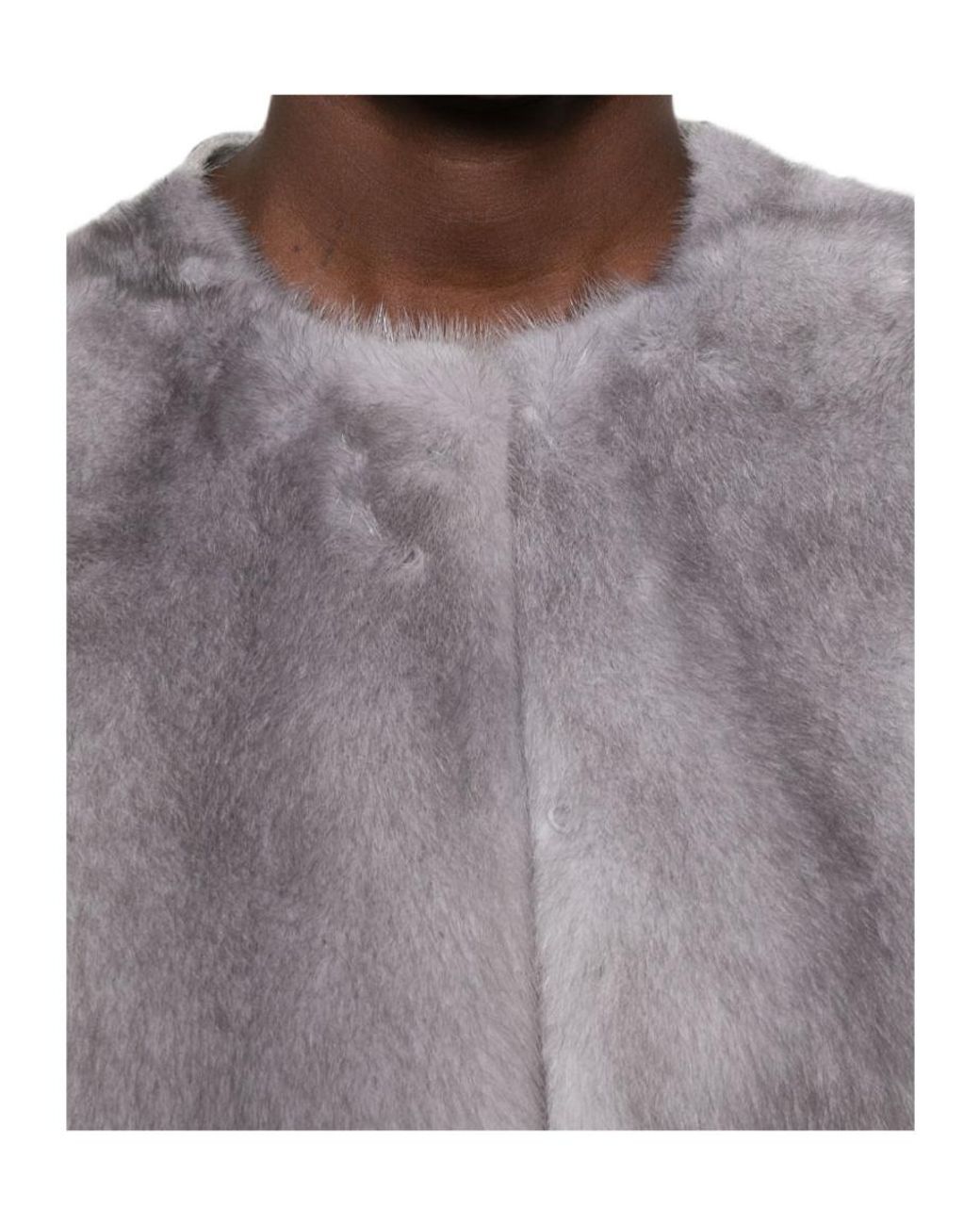 Fabiana Filippi Gray Fur Coat