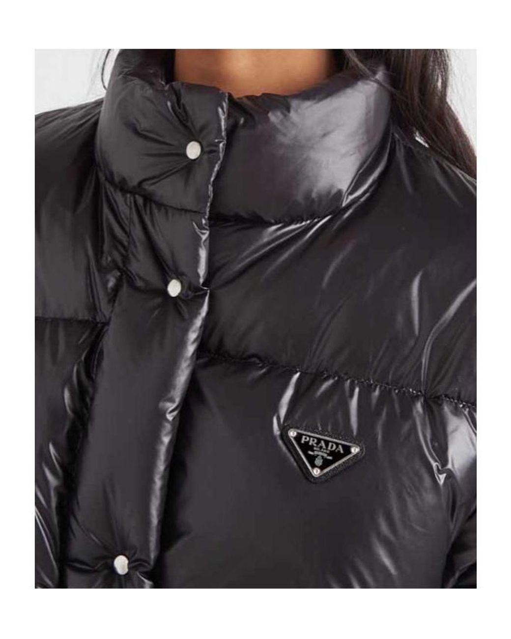 Prada Black Convertible High-Neck Down Jacket