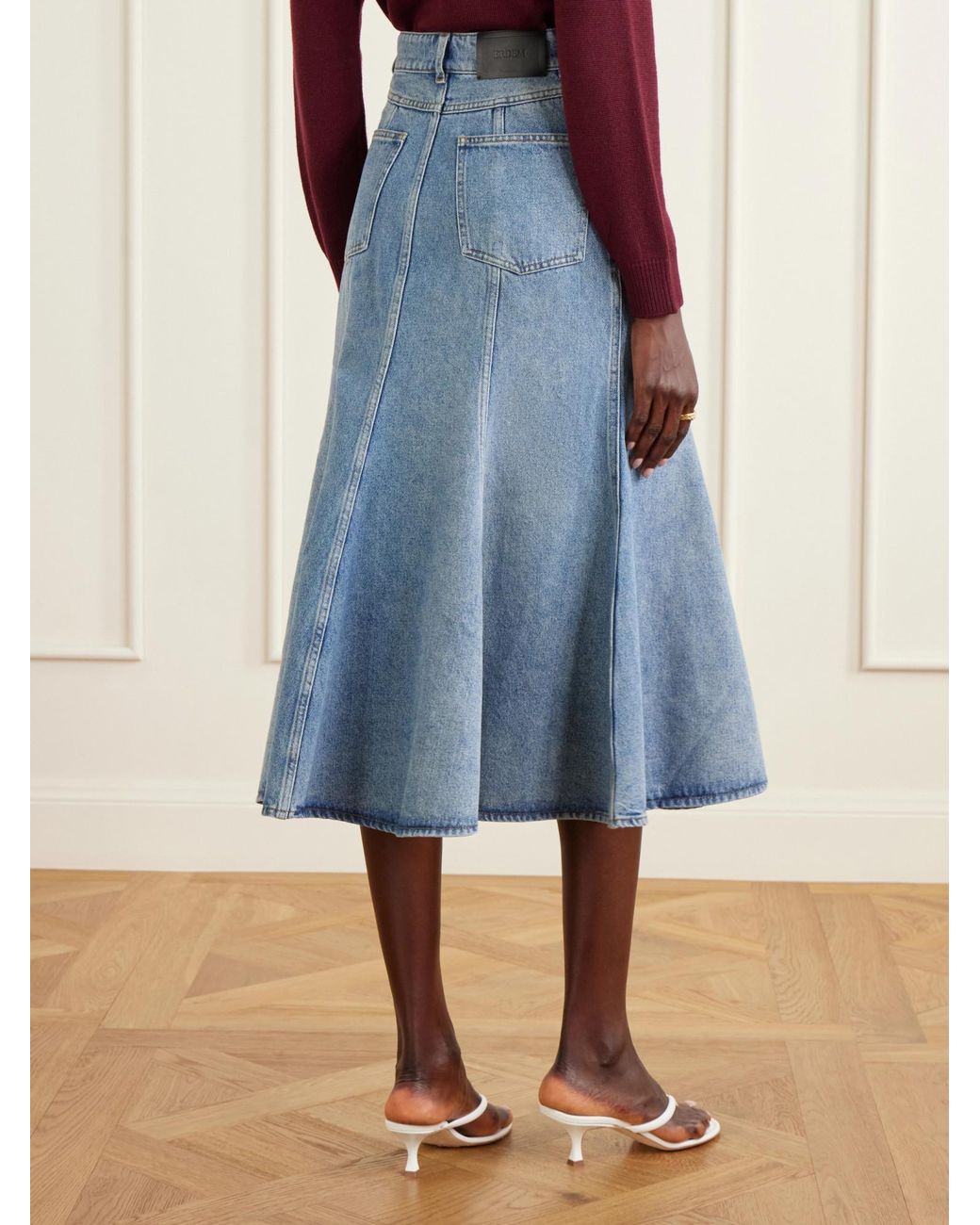 Erdem Blue Denim Midi Skirt