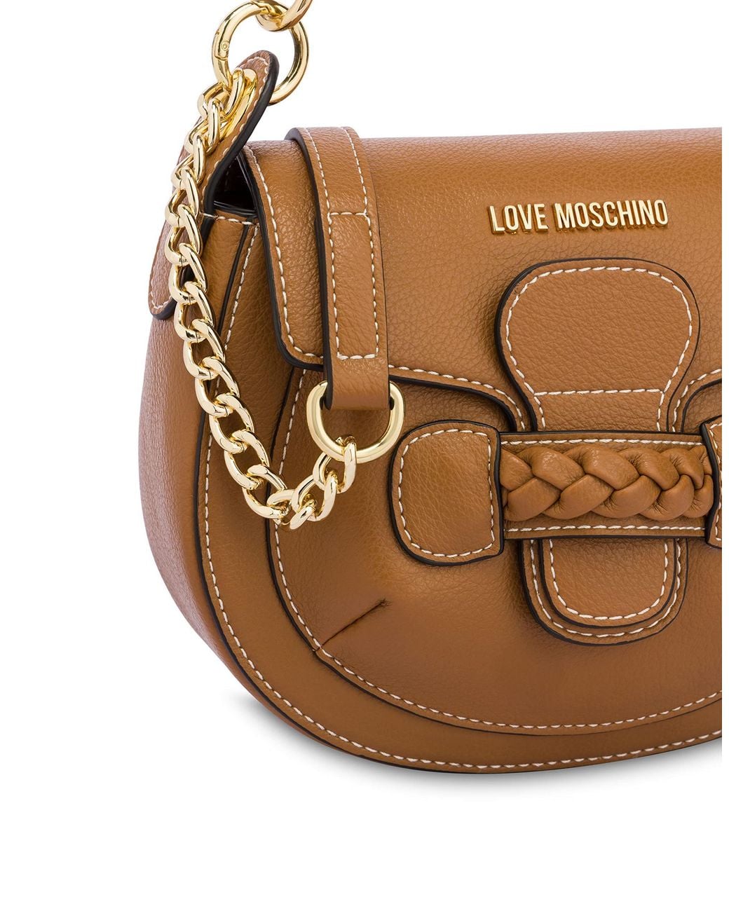 Moschino Brown Braided-Detail Tote Bag