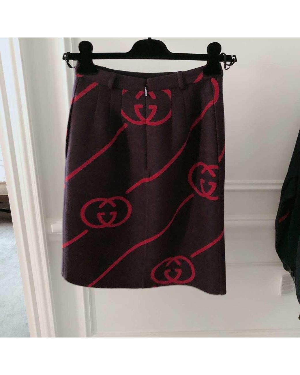 Gucci Purple Interlocking G Reversible Wool Skirt