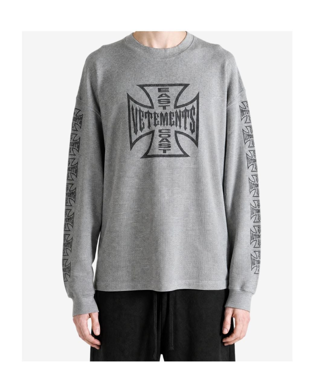 Vetements Gray Long-Sleeved Crewneck Sweatshirt for men