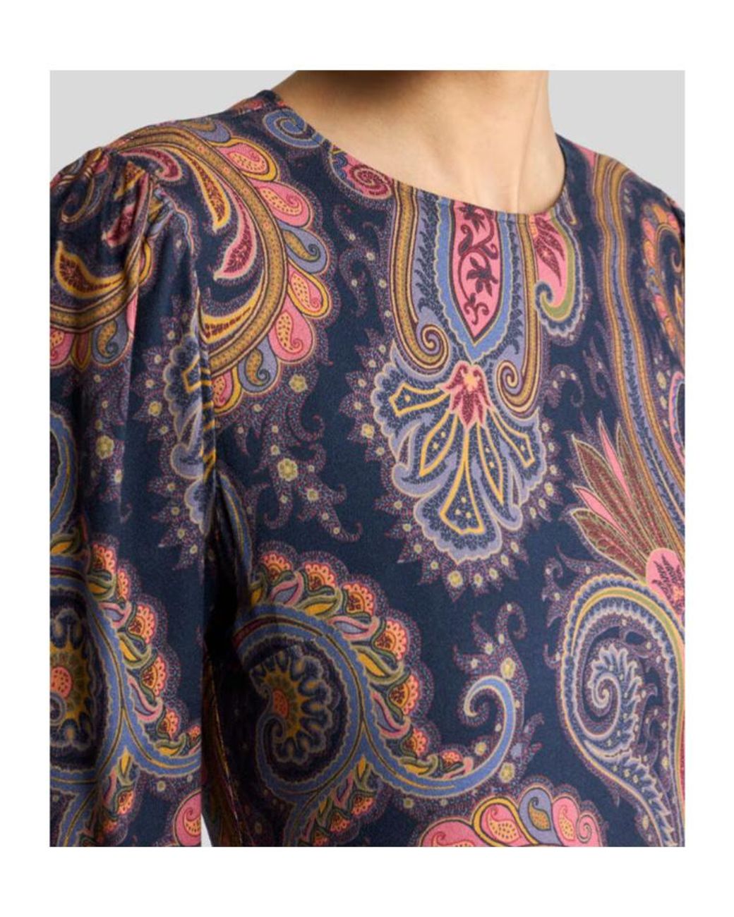 Etro Purple Crepe Midi Dress With Paisley Motif