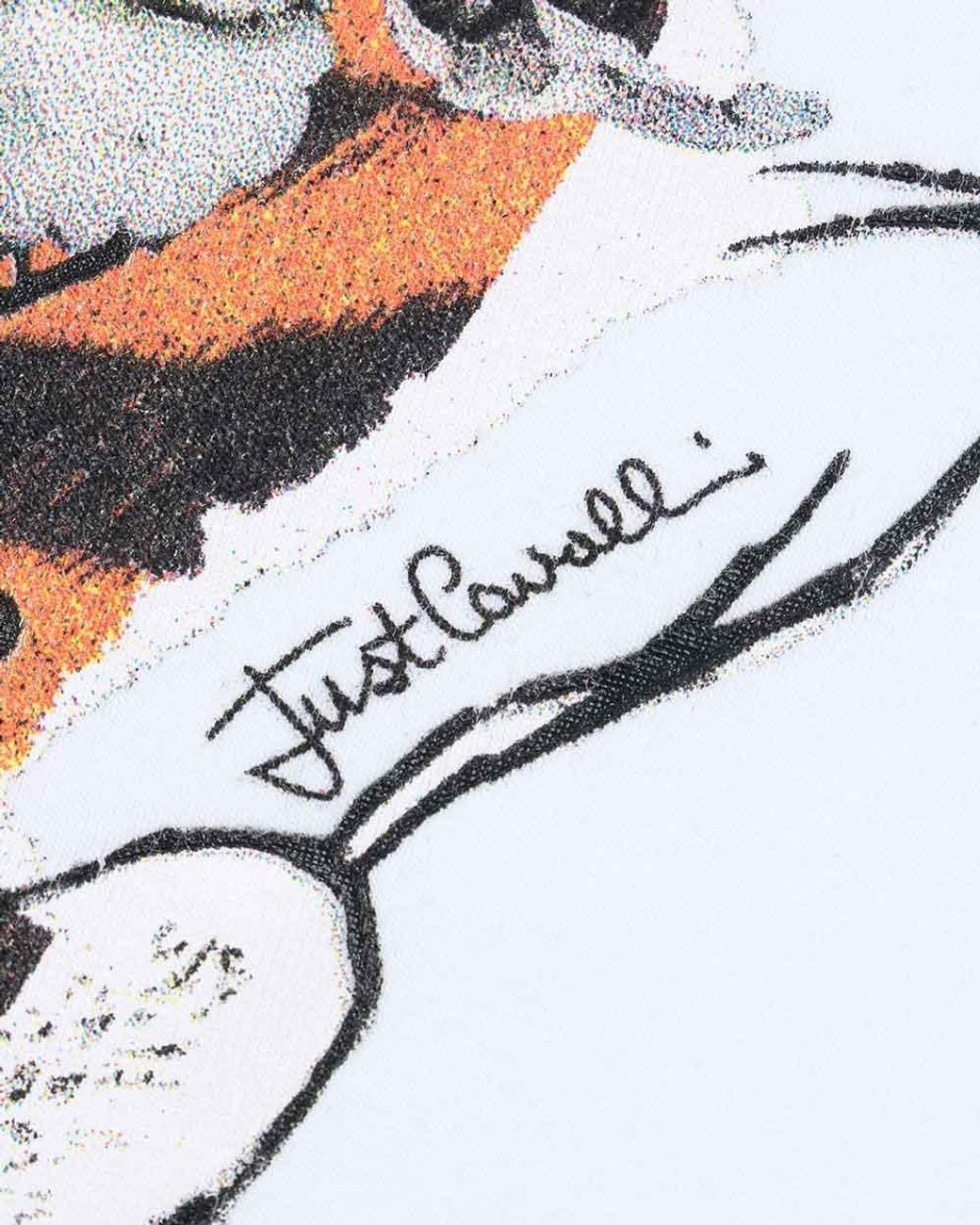 Just Cavalli White Round Collar Logo T-Shirt for men