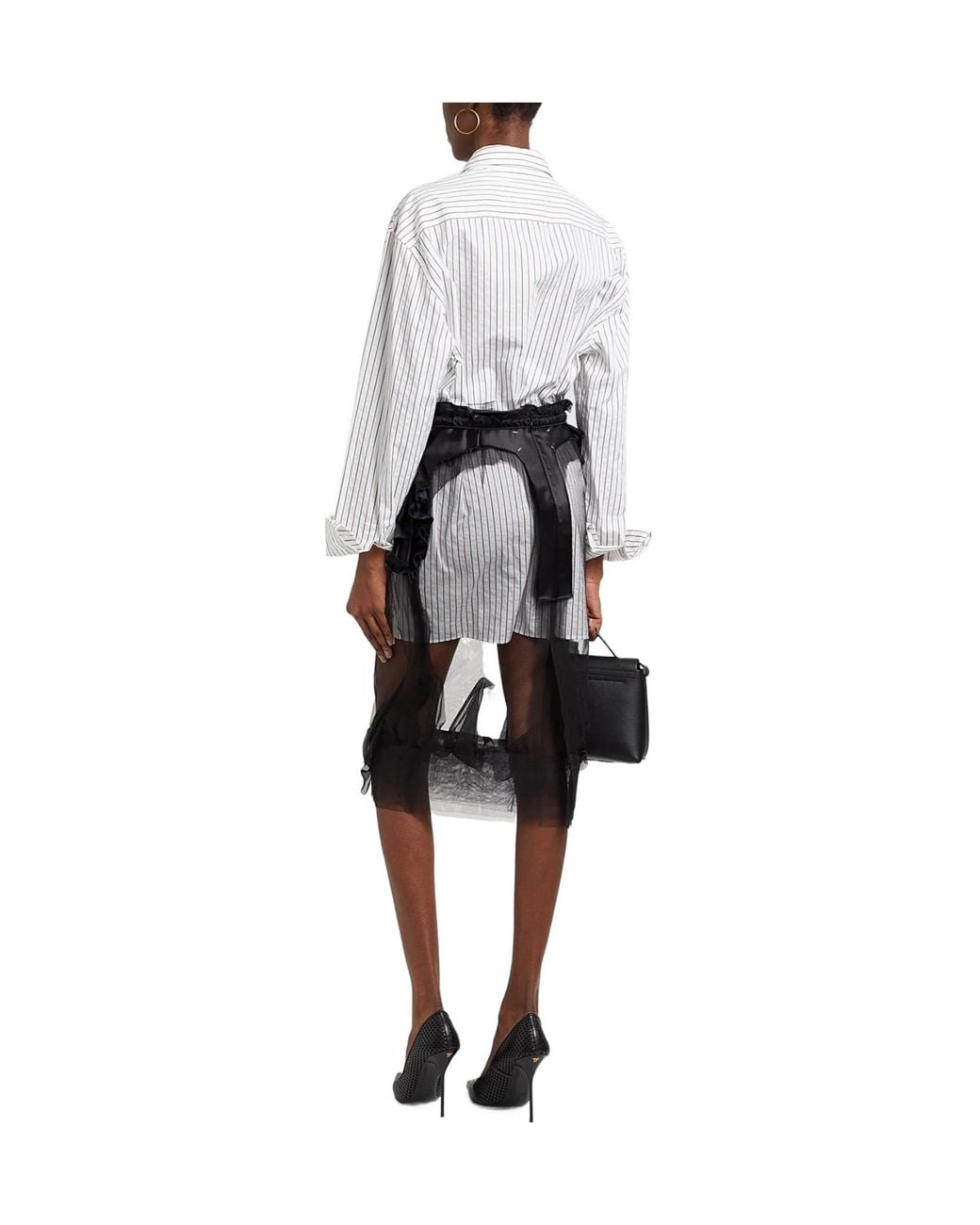 Maison Margiela Black Midi Skirt Polyamide, Cotton, Silk