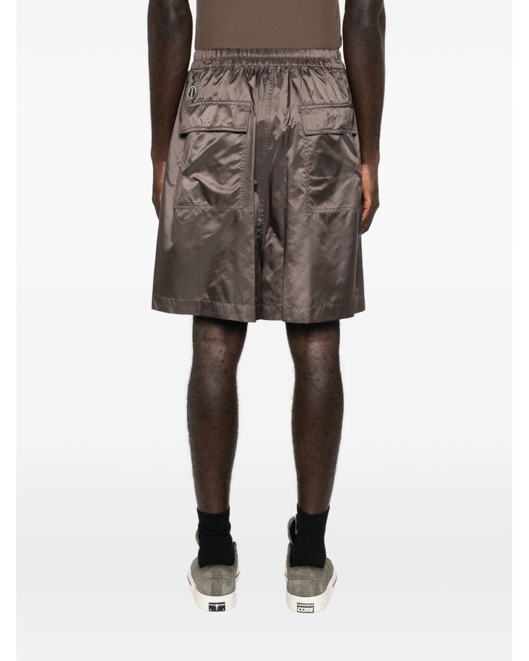 Moncler Black Moncler Rick Owens Logo Embroidered Drawstring Shorts for men
