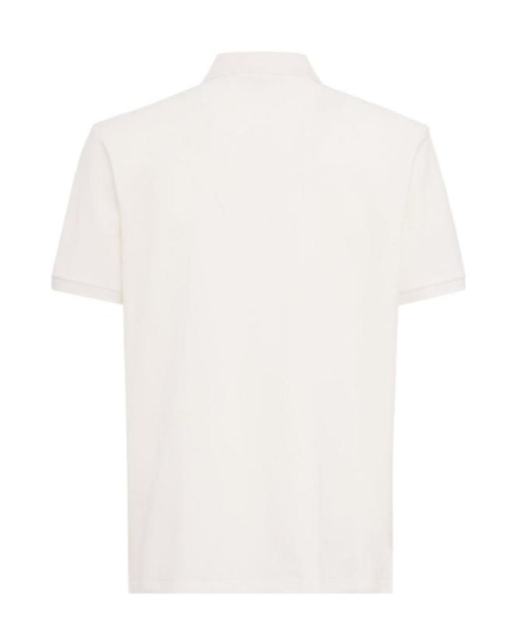 Moncler White Tricolor-Trimmed Cotton Polo Shirt for men