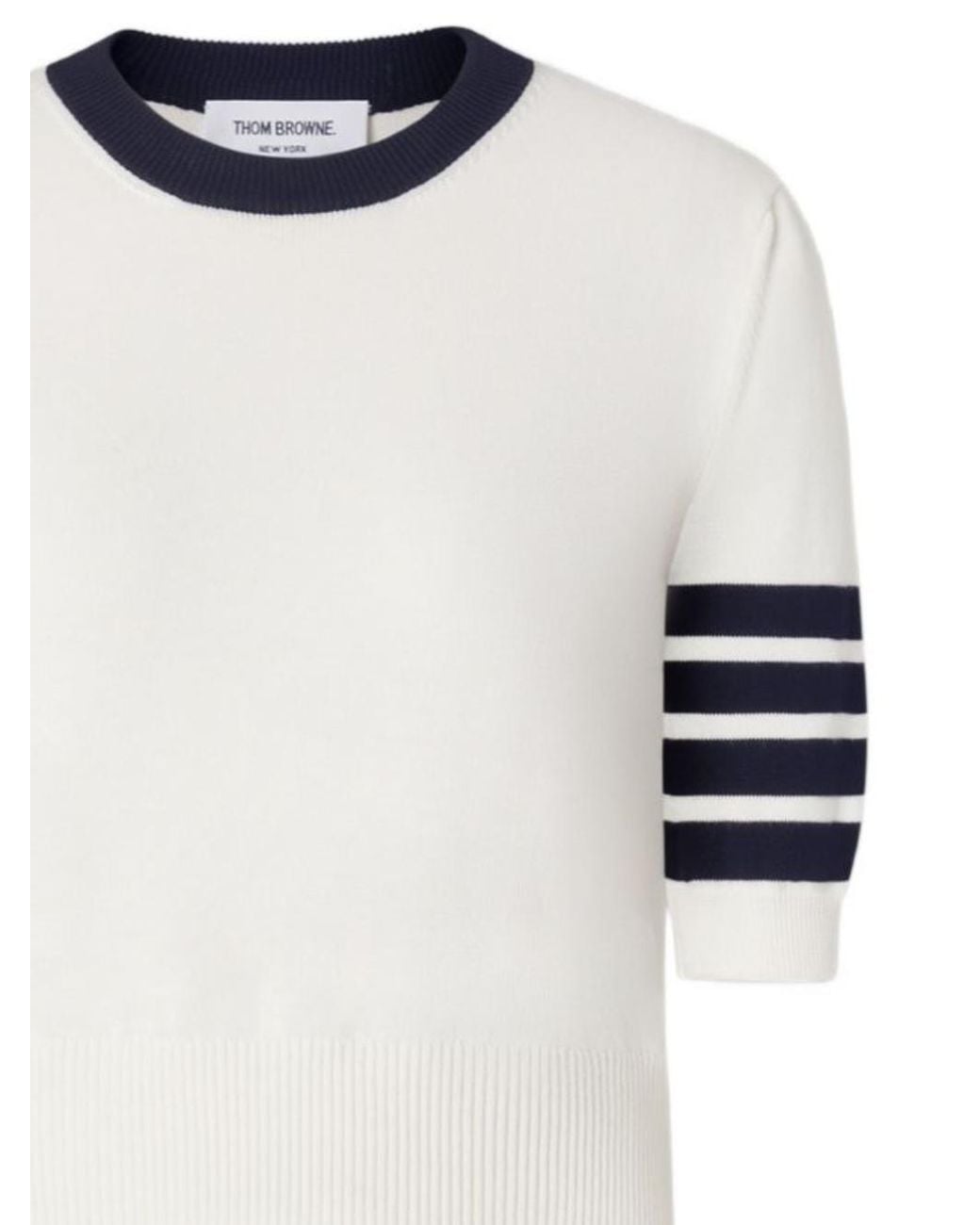 Thom Browne White Jersey Hector Intarsia 4-Bar T-Shirt