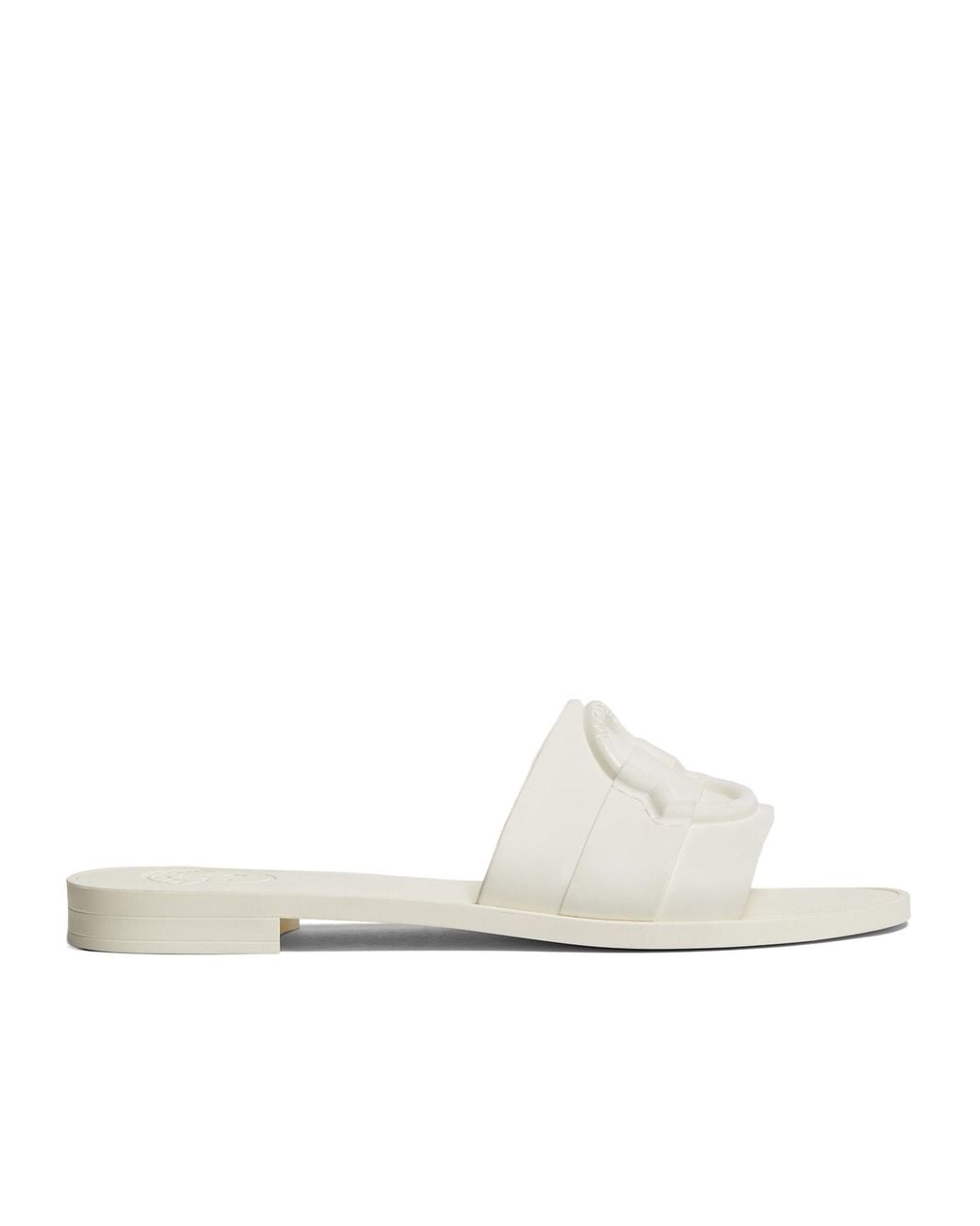 Moncler White Logo Plaque Mon Slides