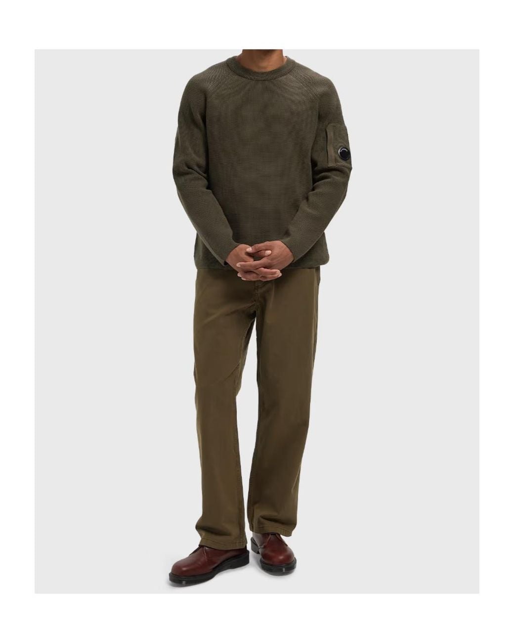 C P Company Green Lens-Detail Raglan-Sleeve Sweater for men
