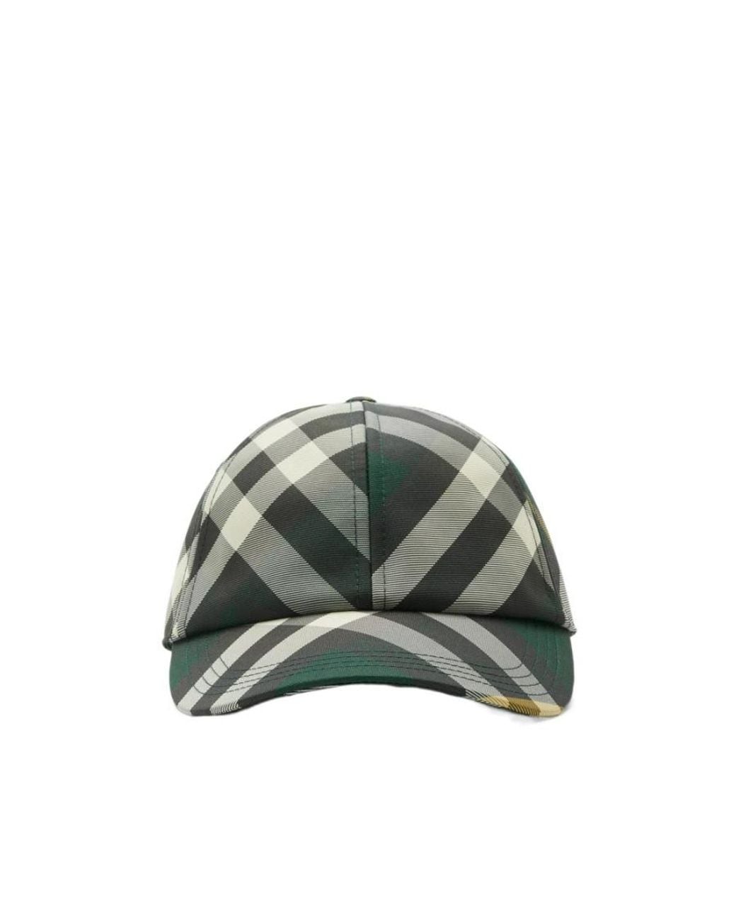 Burberry Green Checked Curved-Peak Baseball Cap for men