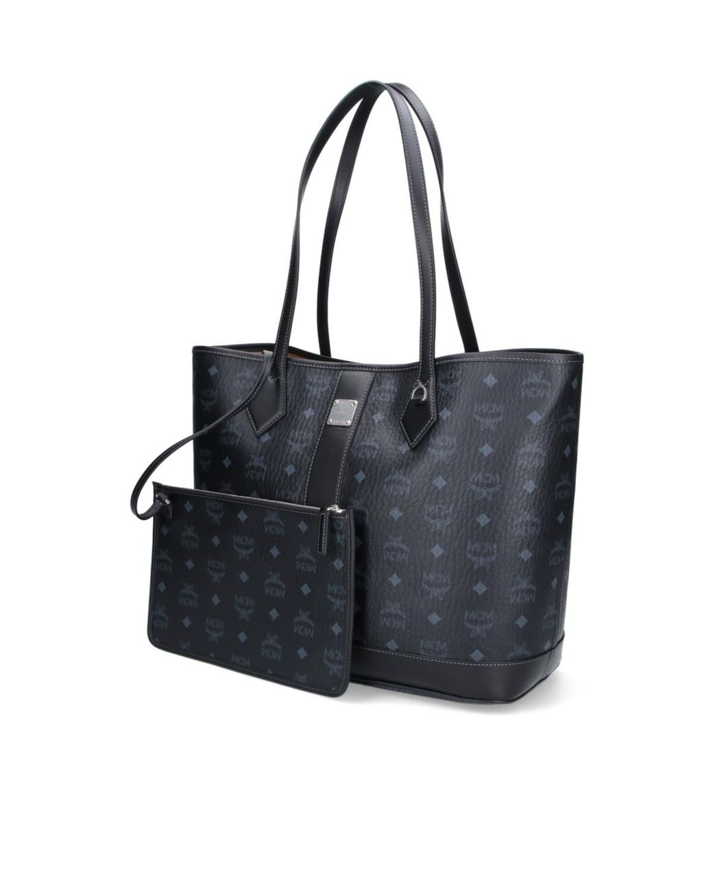 MCM Black Logo Plaque Monogram Tote Bag