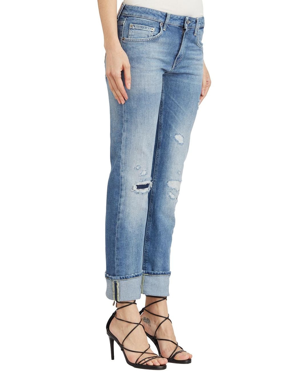 Dondup Blue Distressed, Faded Denim Trousers