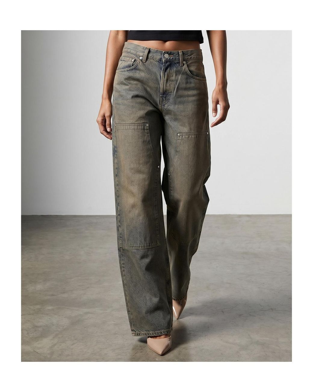 Haikure Gray Legacy Wide-Leg Workwear Jeans
