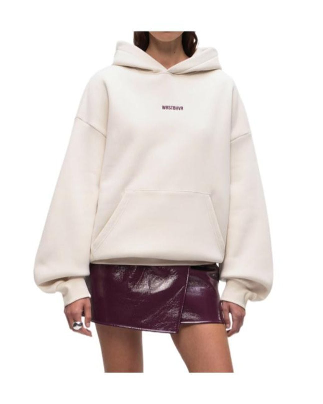 WRSTBHVR White Pouch Hoodie for men