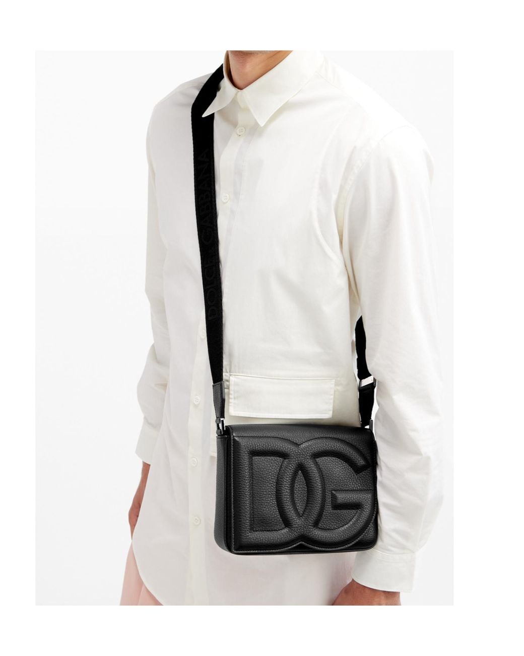 Dolce & Gabbana Black Medium Dg Logo Crossbody Bag for men