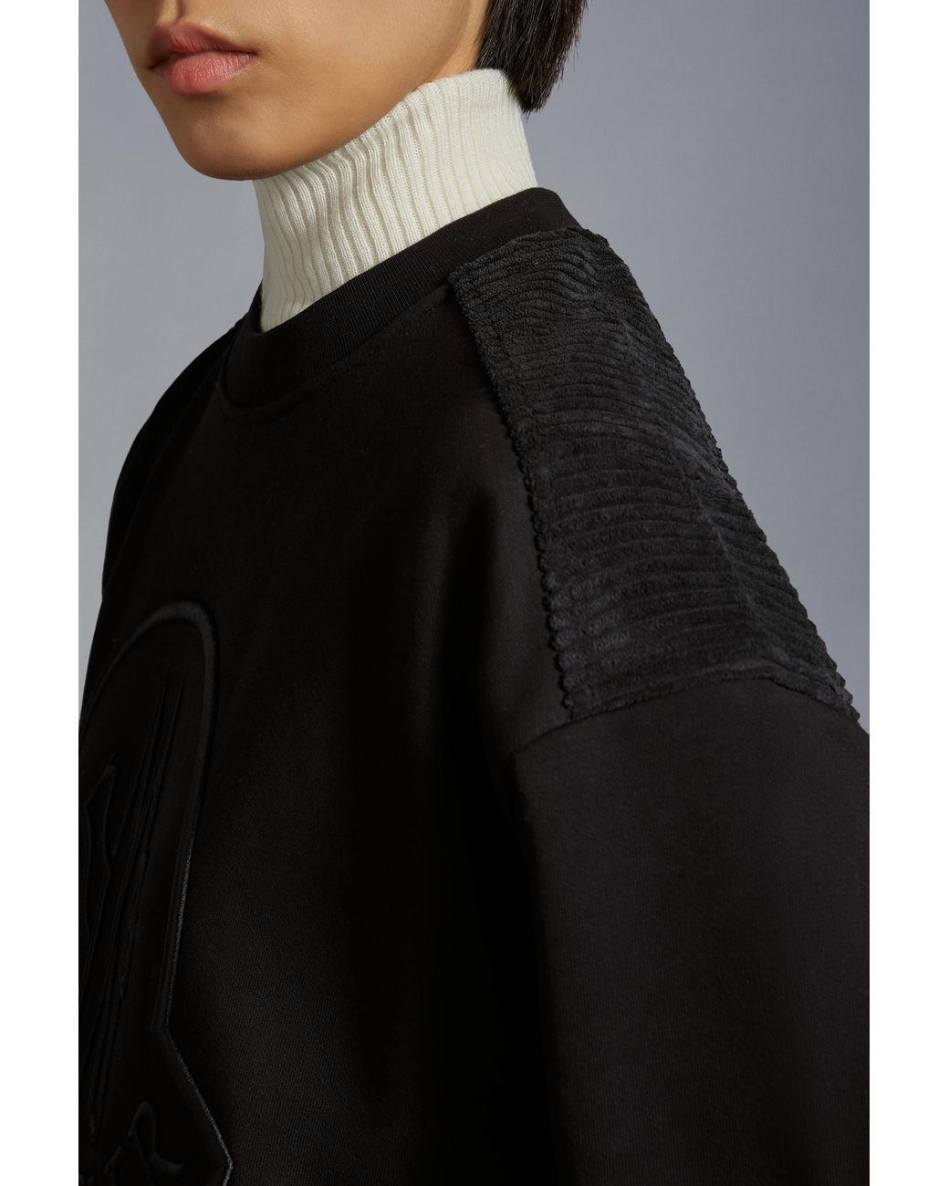 Moncler Black Logo Embroidered Crewneck Sweatshirt