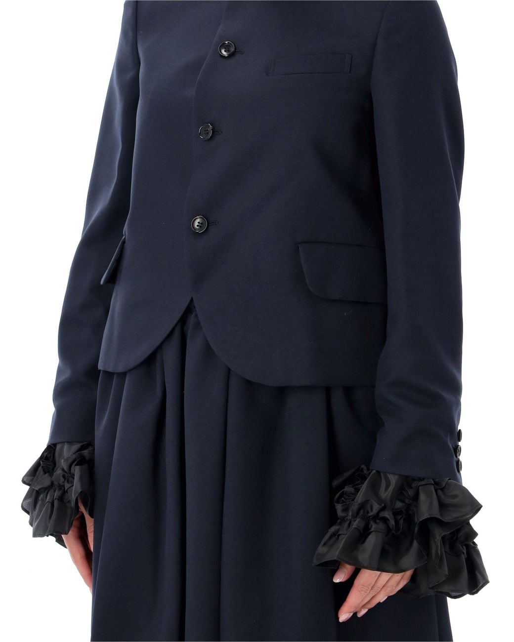 Comme des Garçons Blue Comme Des Garçons Girl Ruffle-Cuff Cropped Blazer