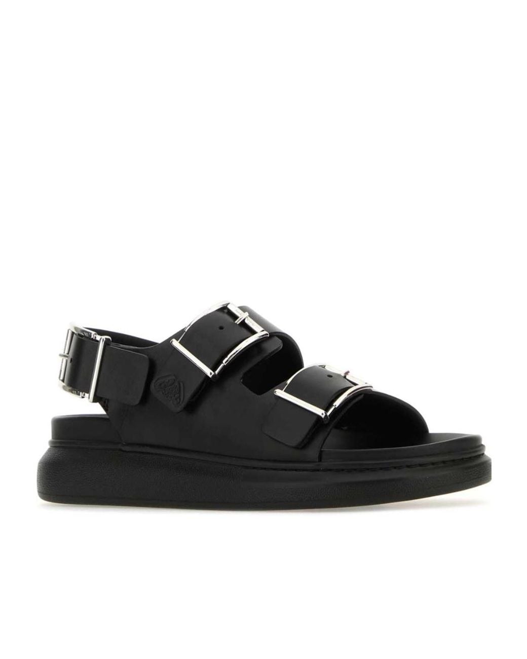 McQueen Black Double-Buckled Sandals for men
