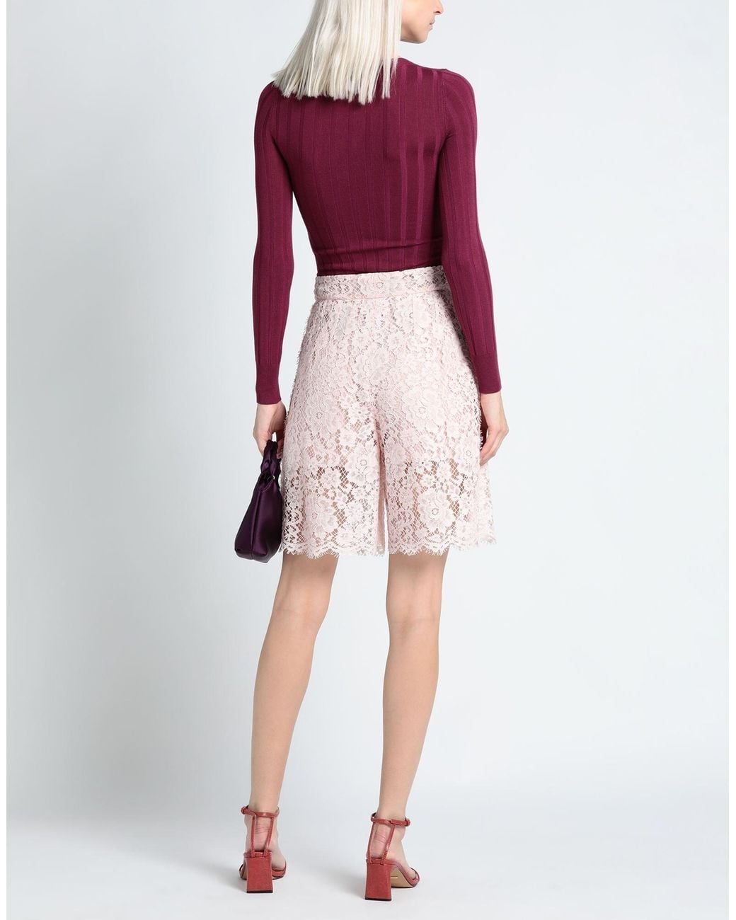 Dolce & Gabbana Pink Solid Color Lace Shorts