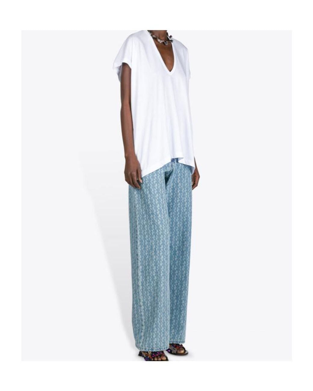 Dries Van Noten White Hena V-Neck T-Shirt