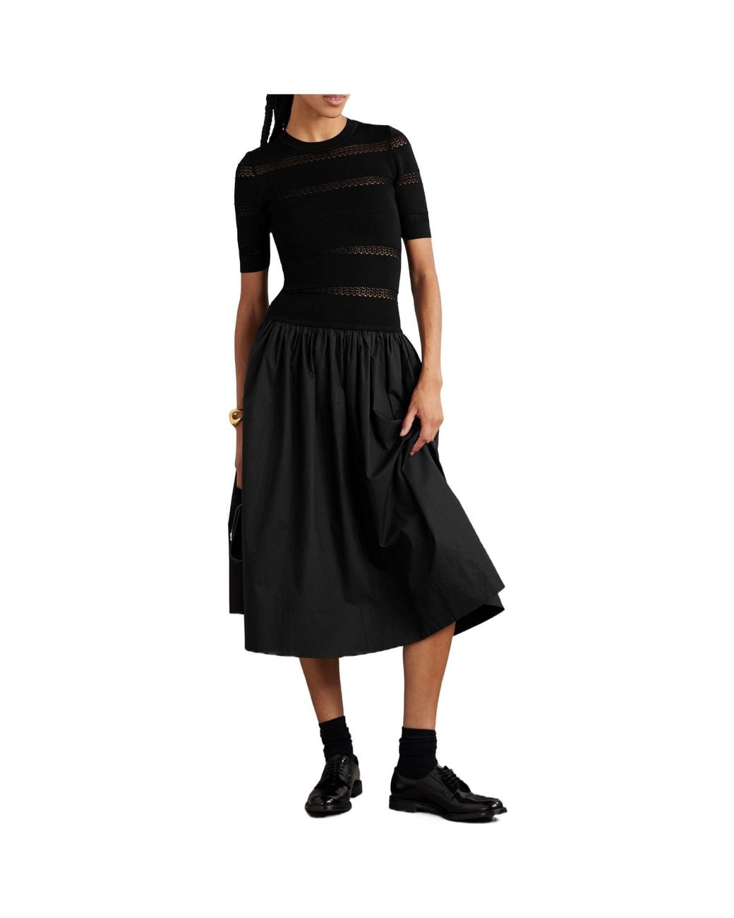 Sea Black Spliced Knit Extra-Long Dress
