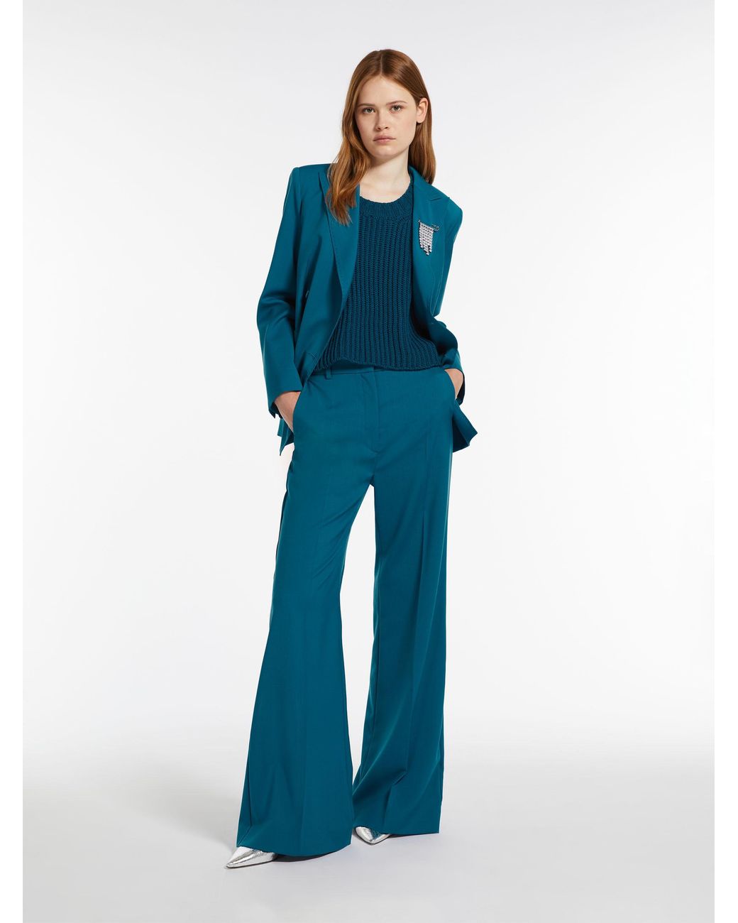 Weekend by Maxmara Blue Double-Breasted Long-Sleeved Blazer