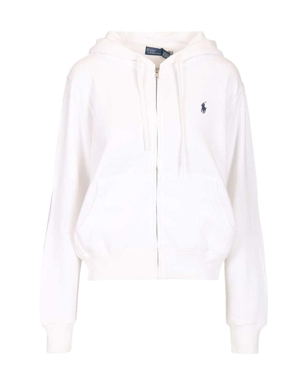 Polo Ralph Lauren White Full-Zip Drawstring Hoodie