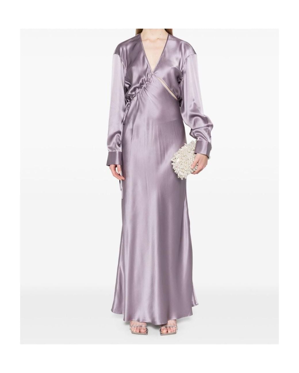 Christopher Esber Purple Cross-Cut Silk Maxi Dress