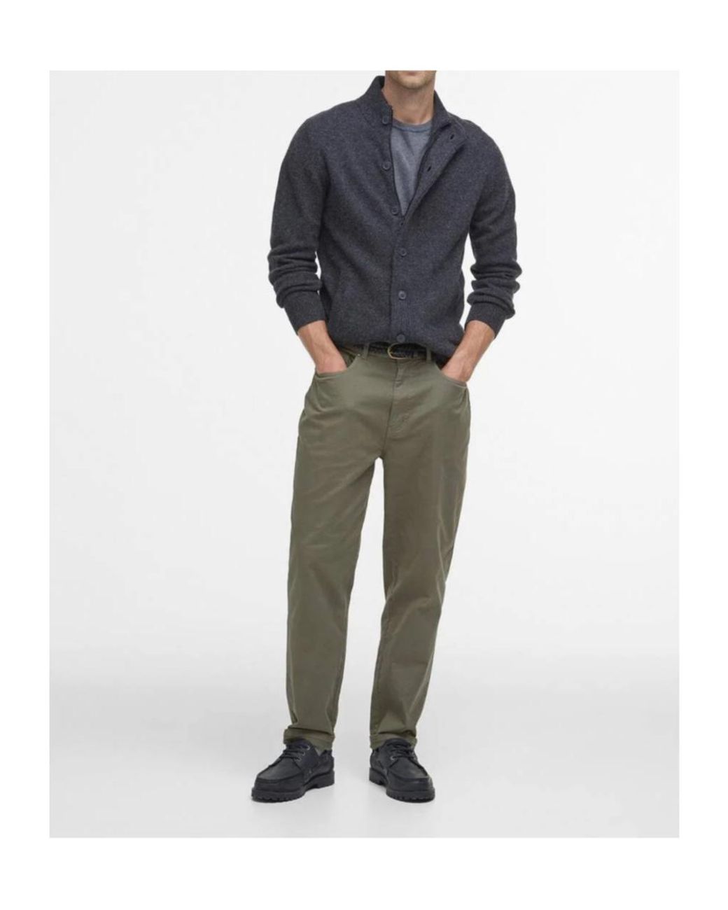 Barbour Blue Essential Elbow-Patch Cardigan for men