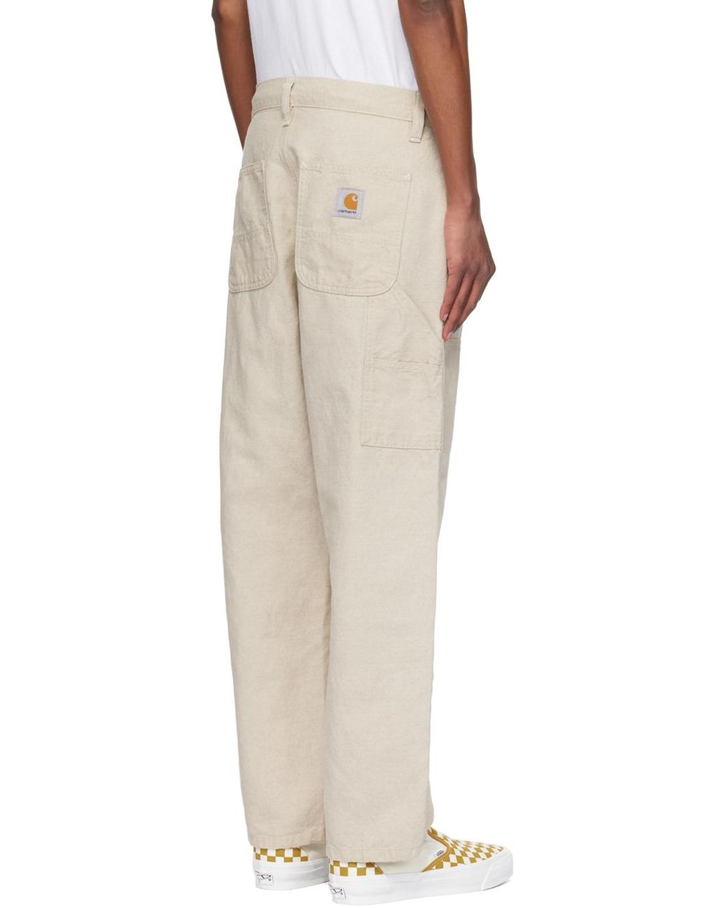 Carhartt Natural Walter Double Knee Logo-Patch Tapered Trousers for men