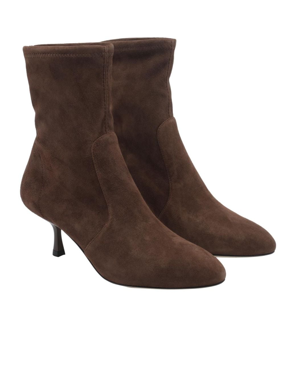 Stuart Weitzman Brown Round-Toe Ankle Boots