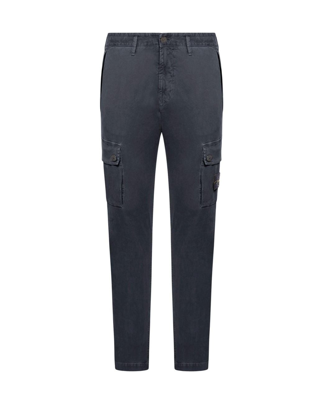 Stone Island Blue Logo Patch Tapered Leg Pants for men