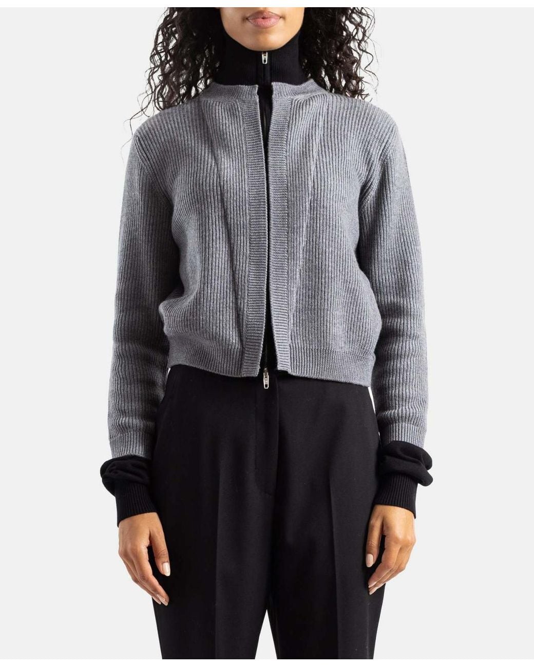 Balenciaga Gray Zip-Up Cardigan