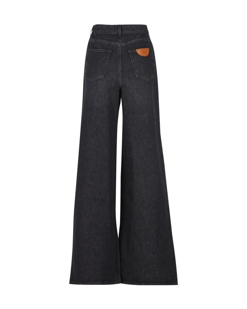 Chloé Black Chloé Logo Patch Wide-Leg Jeans