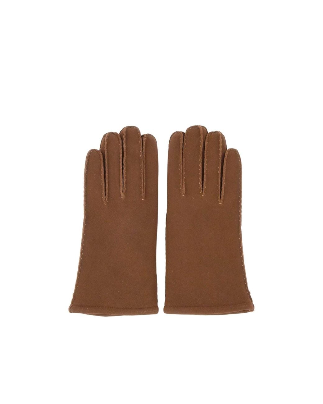 Gianni Chiarini Brown Shearling-Lined Stitch Detail Gloves
