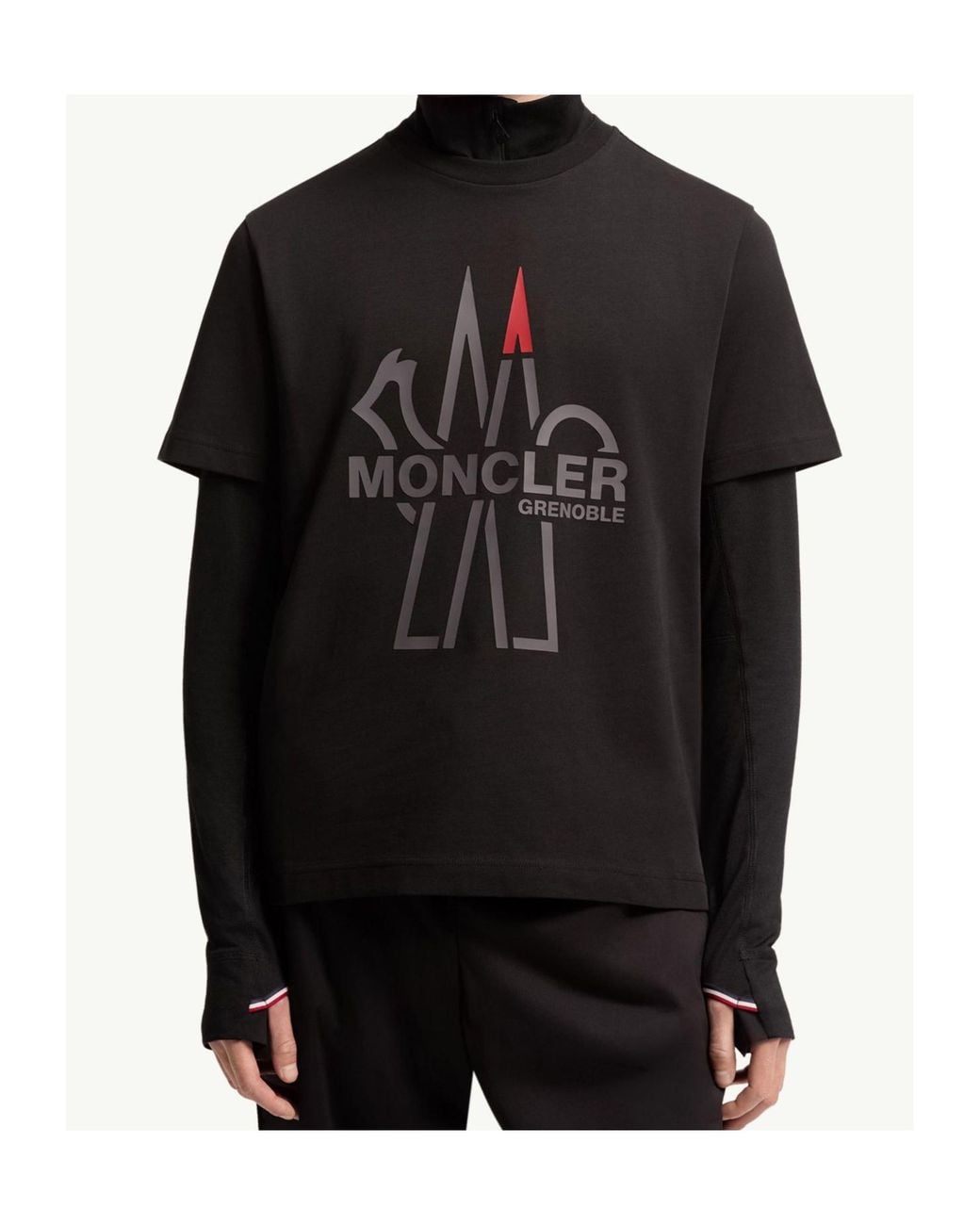 Moncler Black Grenoble Logo-Printed Crewneck T-Shirt for men