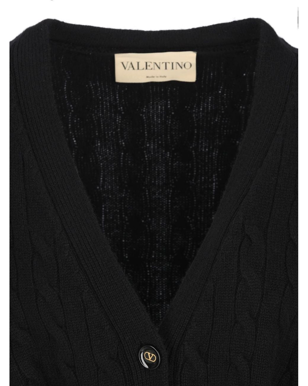 Valentino Black Belted Button-Up Cardigan