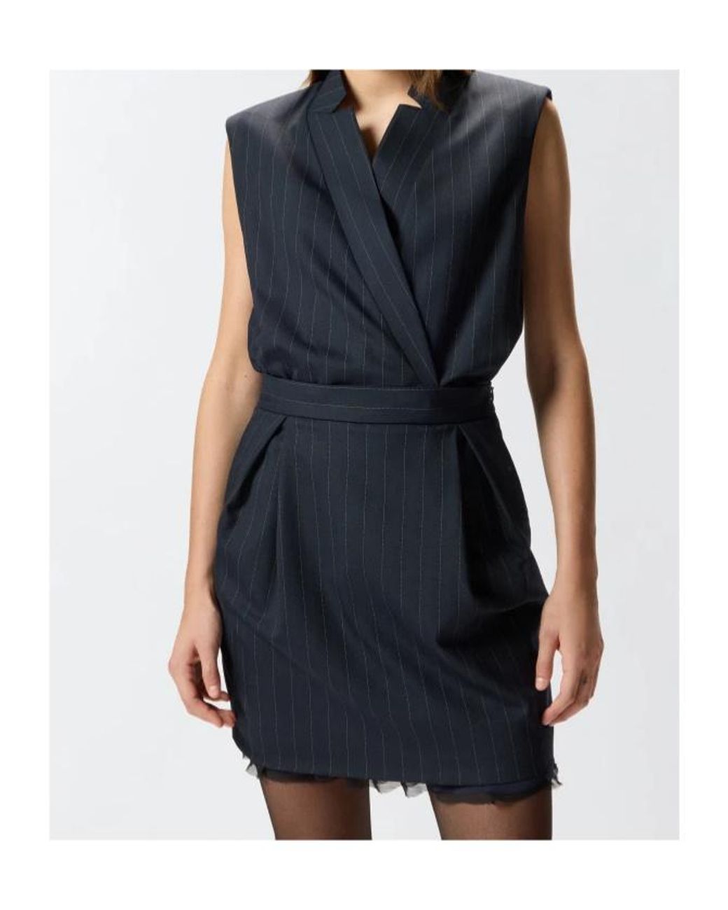 Pinko Blue Wrapped Striped Mini Dress
