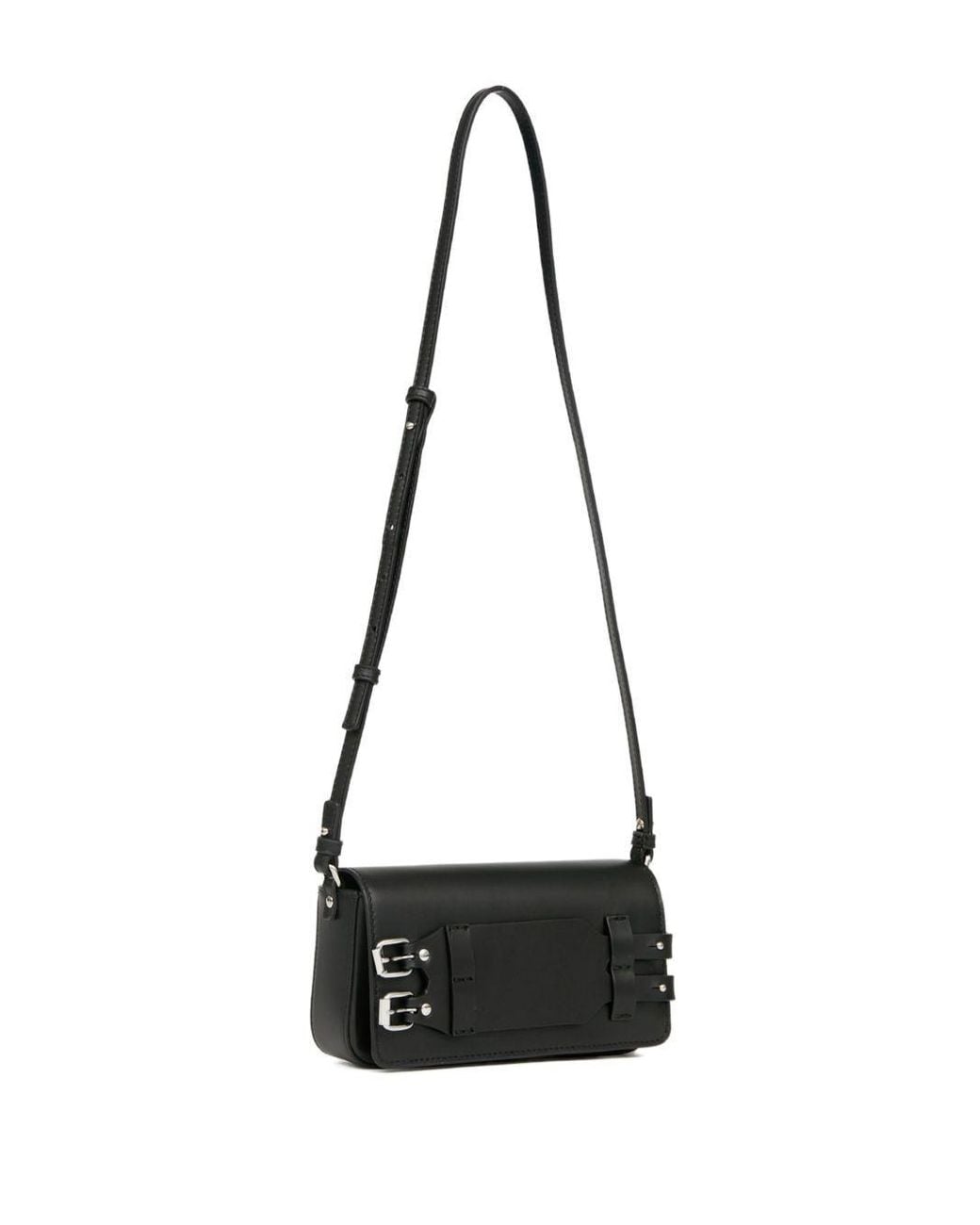 MM6 by Maison Margiela Black Buckle Detailed Small Shoulder Bag for men