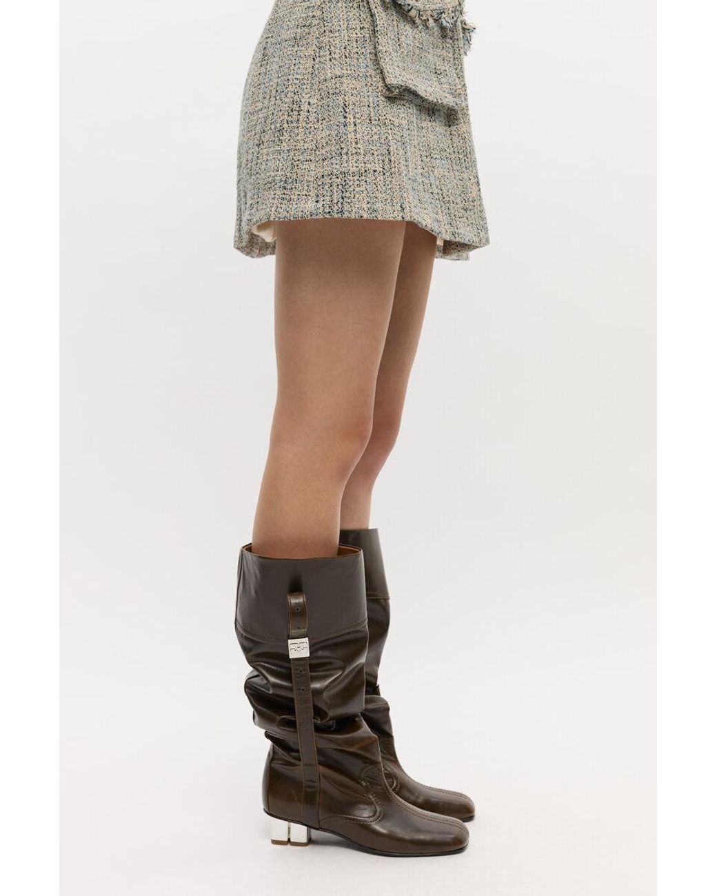 Ganni Brown Square-Toe Boots