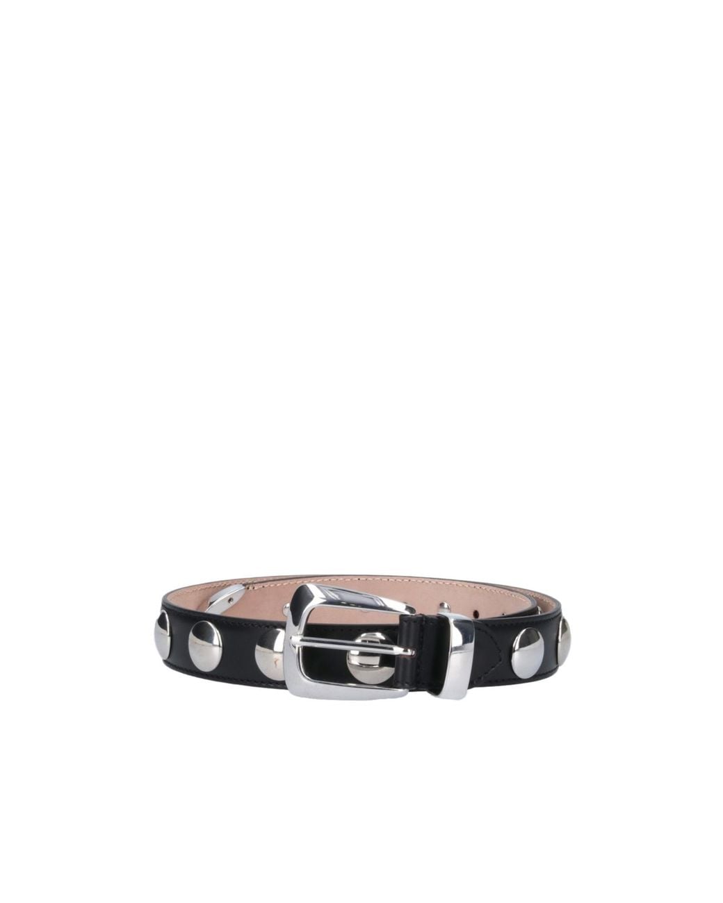 Khaite White Stud-Detailed Buckled Belt