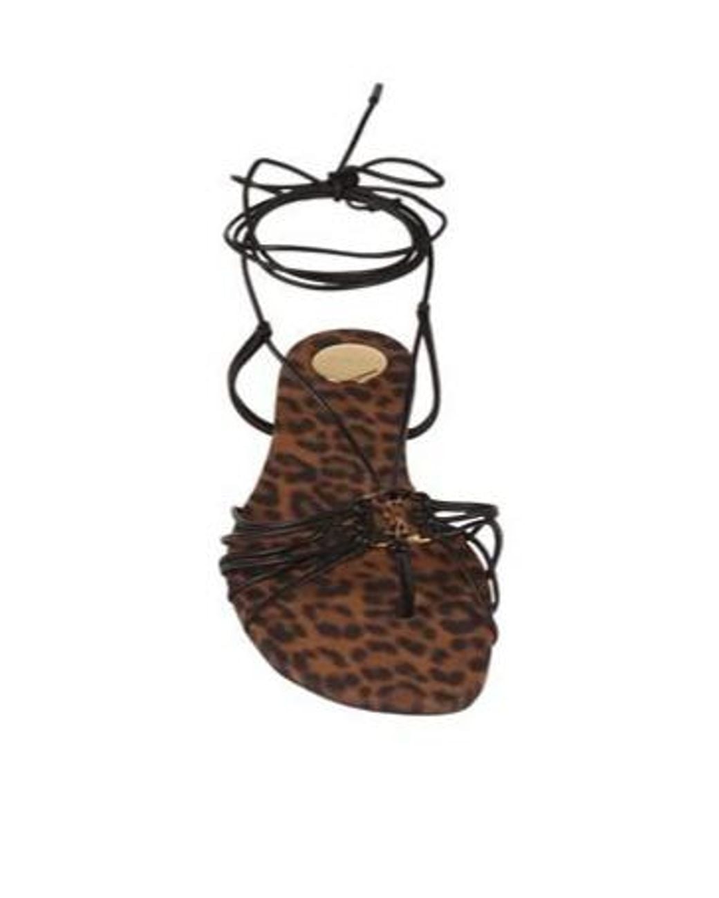 Saint Laurent Brown Minimalist Strap Thong Sandals