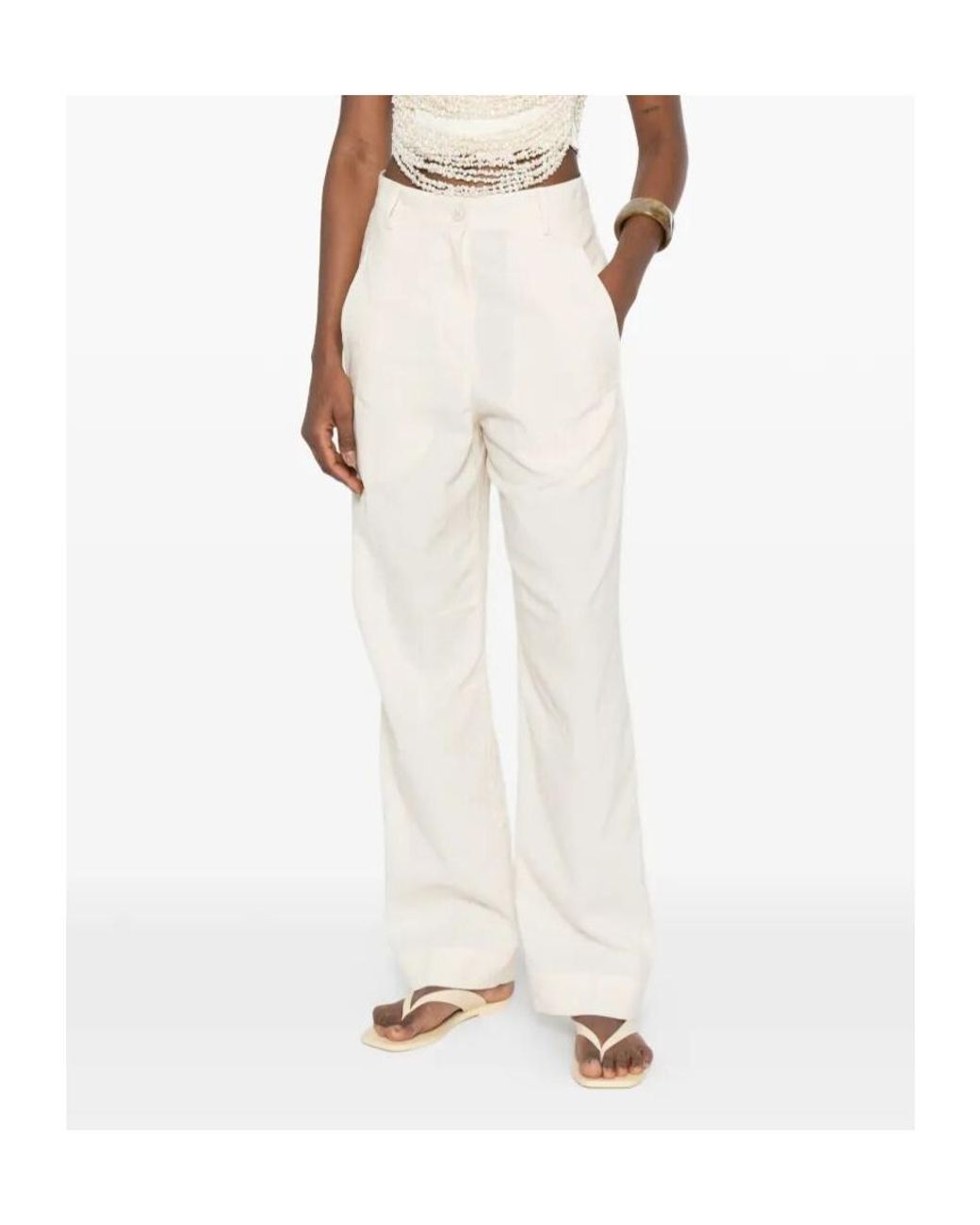 Dries Van Noten White Pincks Casual Pants
