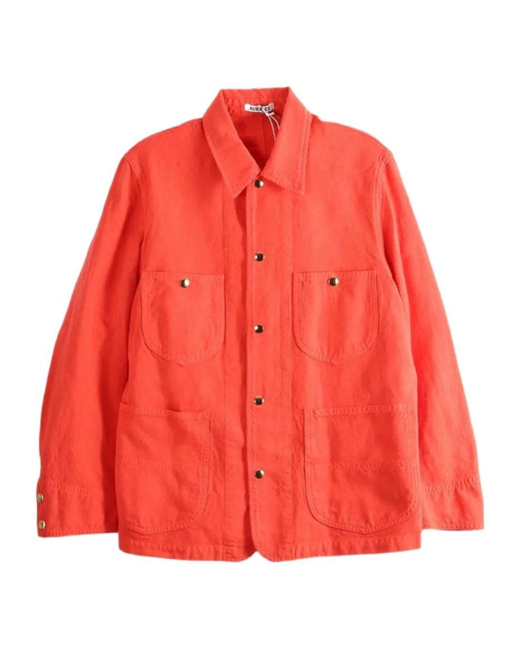 Auralee Red Button-Down Patch-Pocket Jacket